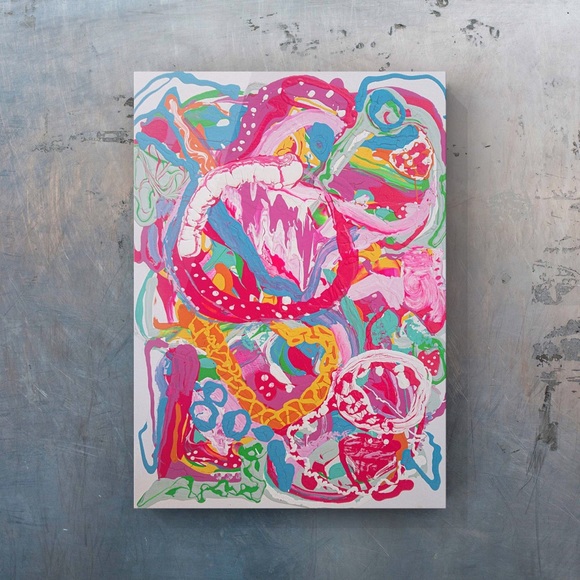 Summer Fling, bright and colorful, medium, original abstract, design painting - Picture 1 of 7